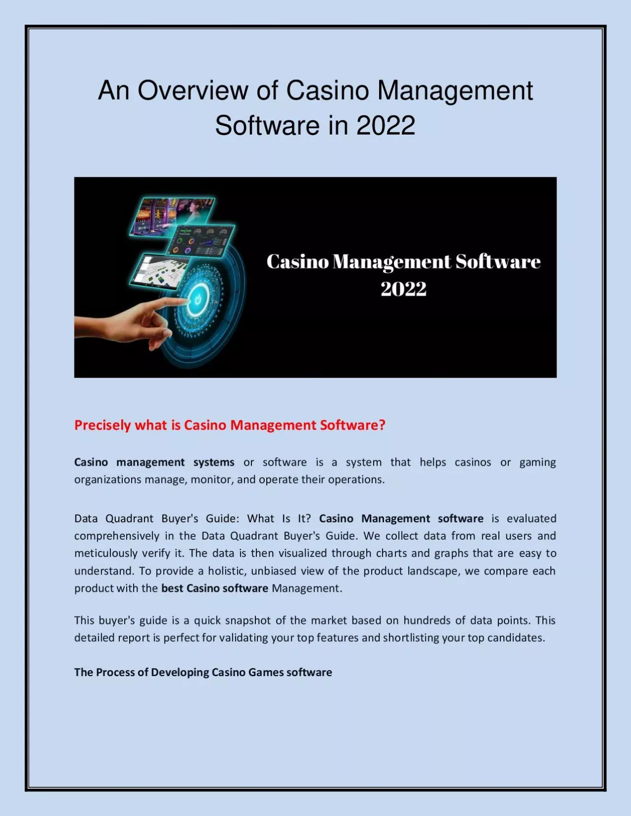 Casino Management Software in 2022