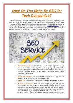 What Do You Mean By SEO for Tech Companies?