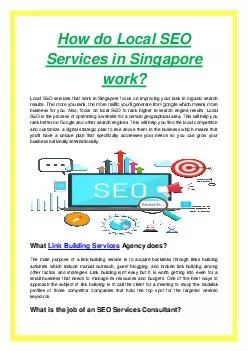 How do Local SEO Services in Singapore work?