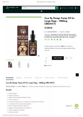 Cure By Design Hemp Oil For Large Dogs