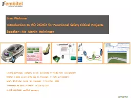 Live Webinar Introduction to ISO 26262 for Functional Safety Critical Projects