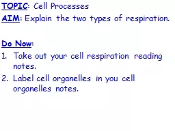 TOPIC : Cell Processes AIM