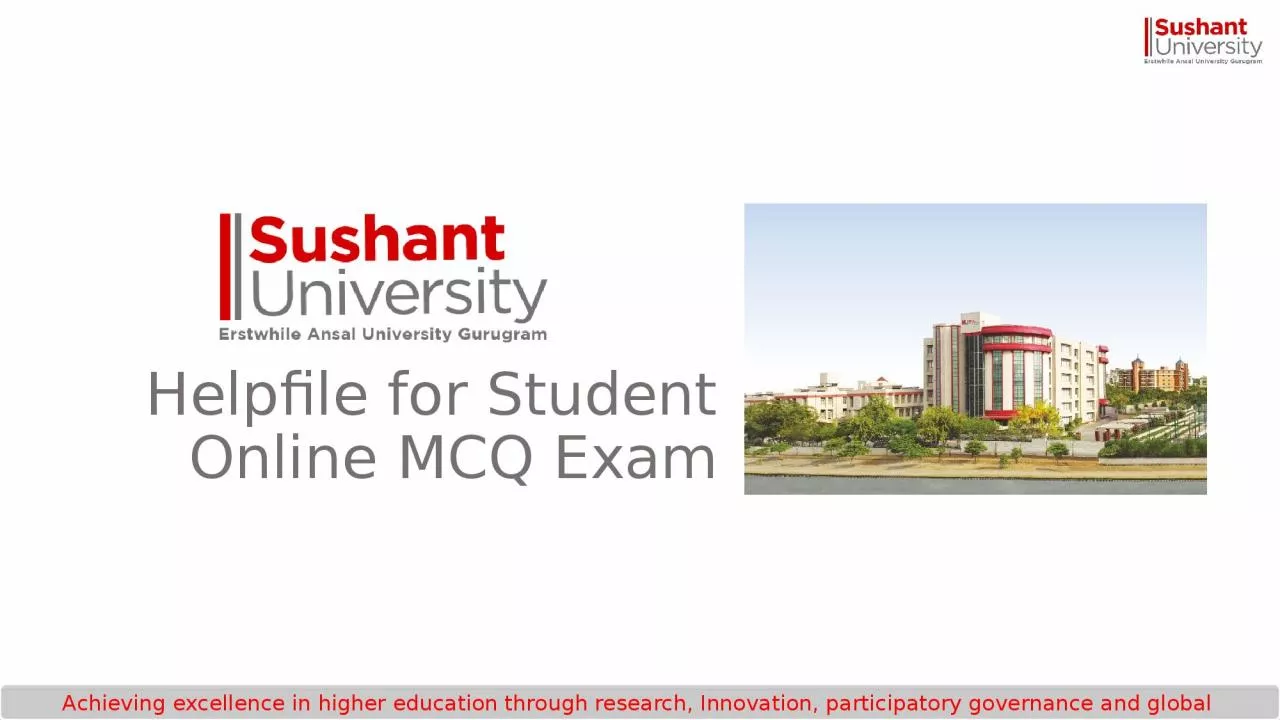 Helpfile for Student Online MCQ Exam