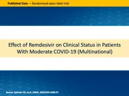 Effect of  Remdesivir  on Clinical Status in Patients With Moderate COVID-19 (Multinational)