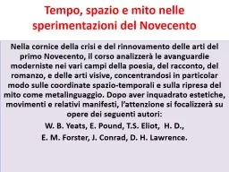 Tempo, spazio e mito nelle sperimentazioni del Novecento