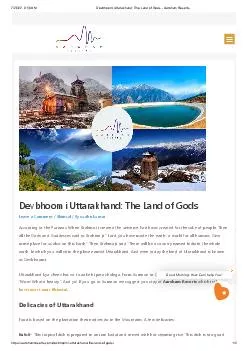 Devbhoomi Uttarakhand-The Land of Gods - Aaroham Resorts