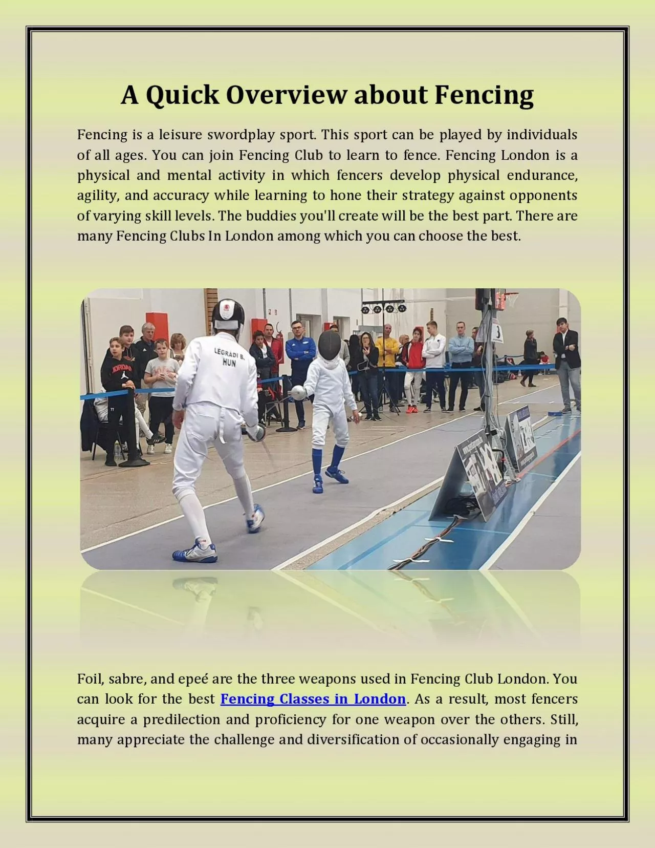 A Quick Overview about Fencing