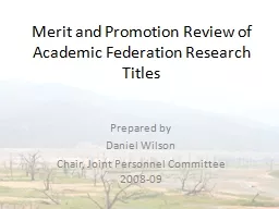 Merit and Promotion Review of Academic Federation Research Titles