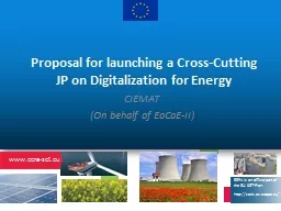 Proposal for launching a Cross-Cutting JP on Digitalization for Energy