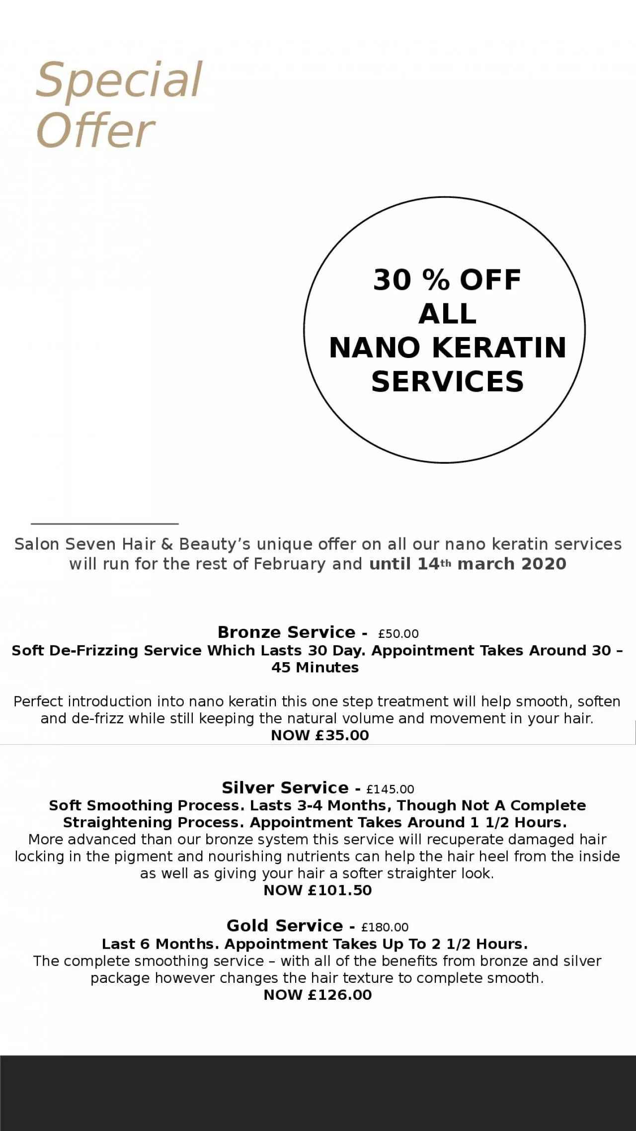 PPT-Special Offer Salon Seven Hair & Beauty’s unique offer on all our nano keratin services