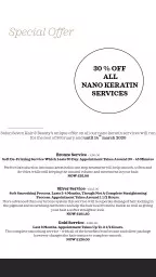 Special Offer Salon Seven Hair & Beauty’s unique offer on all our nano keratin services