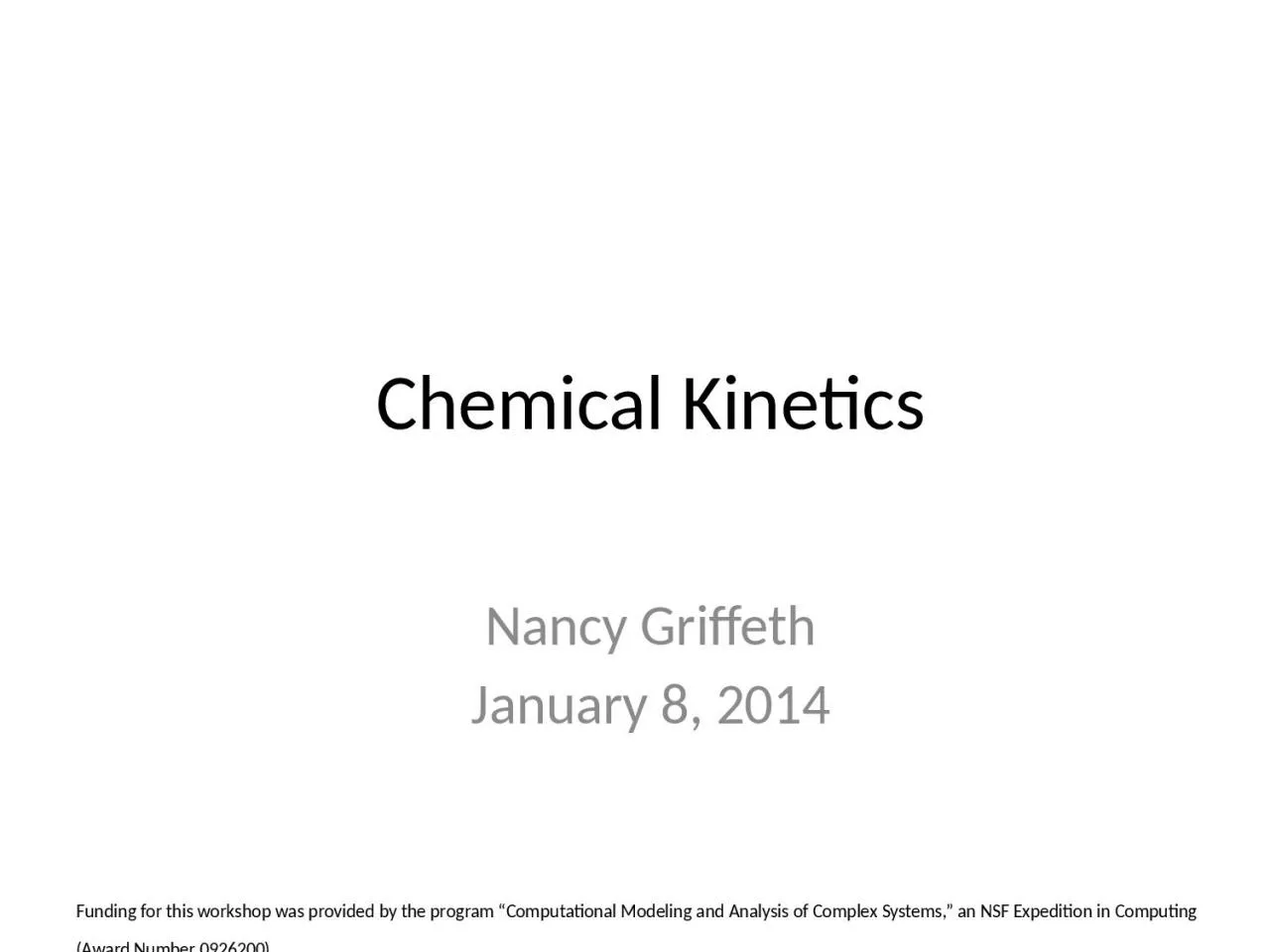 Chemical Kinetics Nancy
