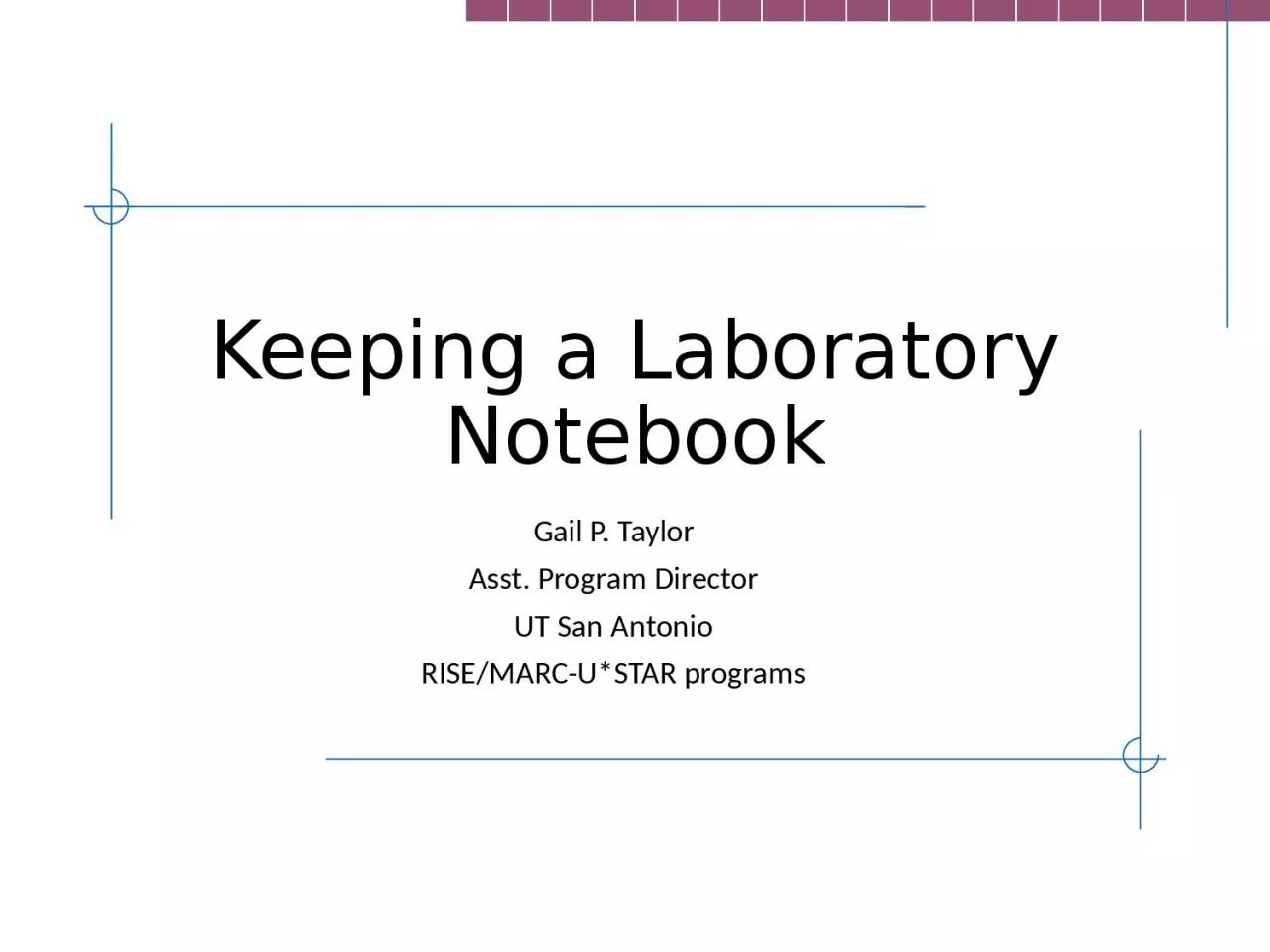 Keeping a Laboratory Notebook