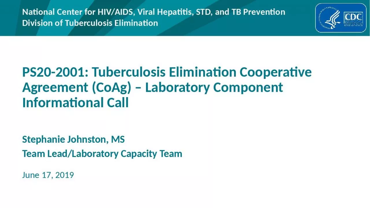 PS20-2001: Tuberculosis Elimination Cooperative Agreement (CoAg) – Laboratory Component