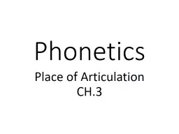 Phonetics Place of Articulation