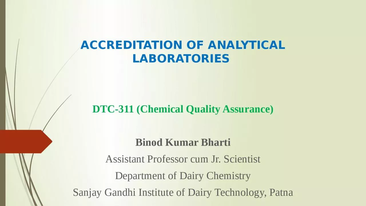 PPT-ACCREDITATION OF ANALYTICAL LABORATORIES