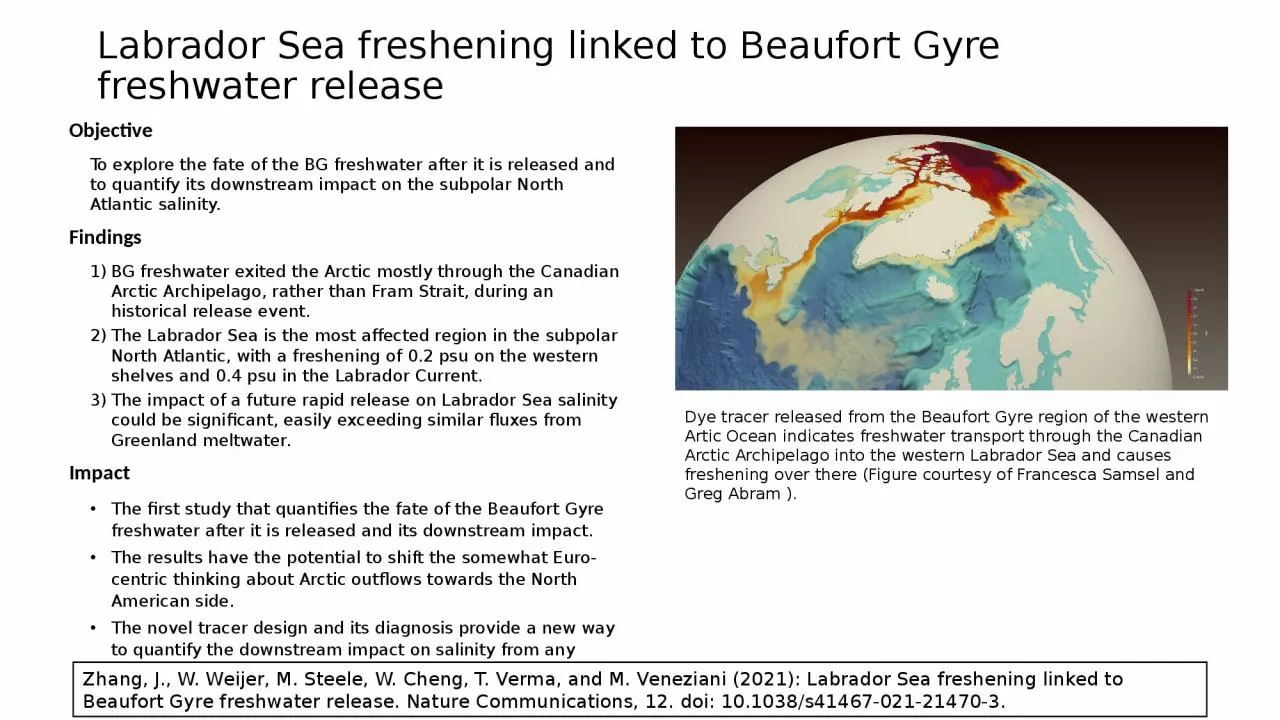 Labrador Sea freshening linked to Beaufort Gyre freshwater release