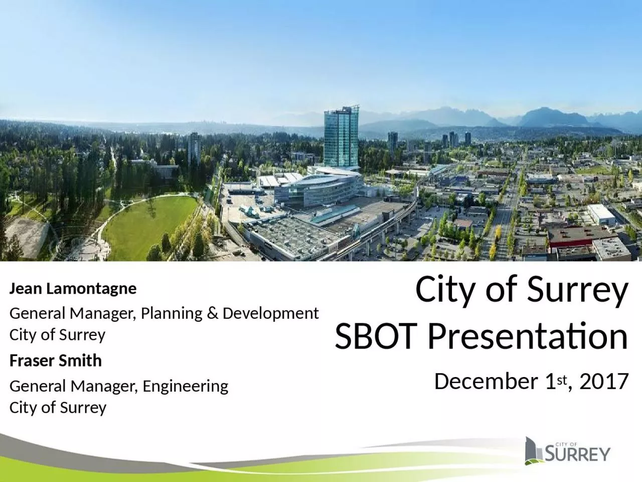 City of Surrey SBOT Presentation