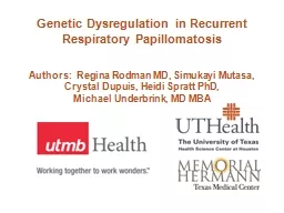 Genetic  Dysregulation  in Recurrent Respiratory