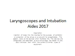 Laryngoscopes and Intubation Aides 2017