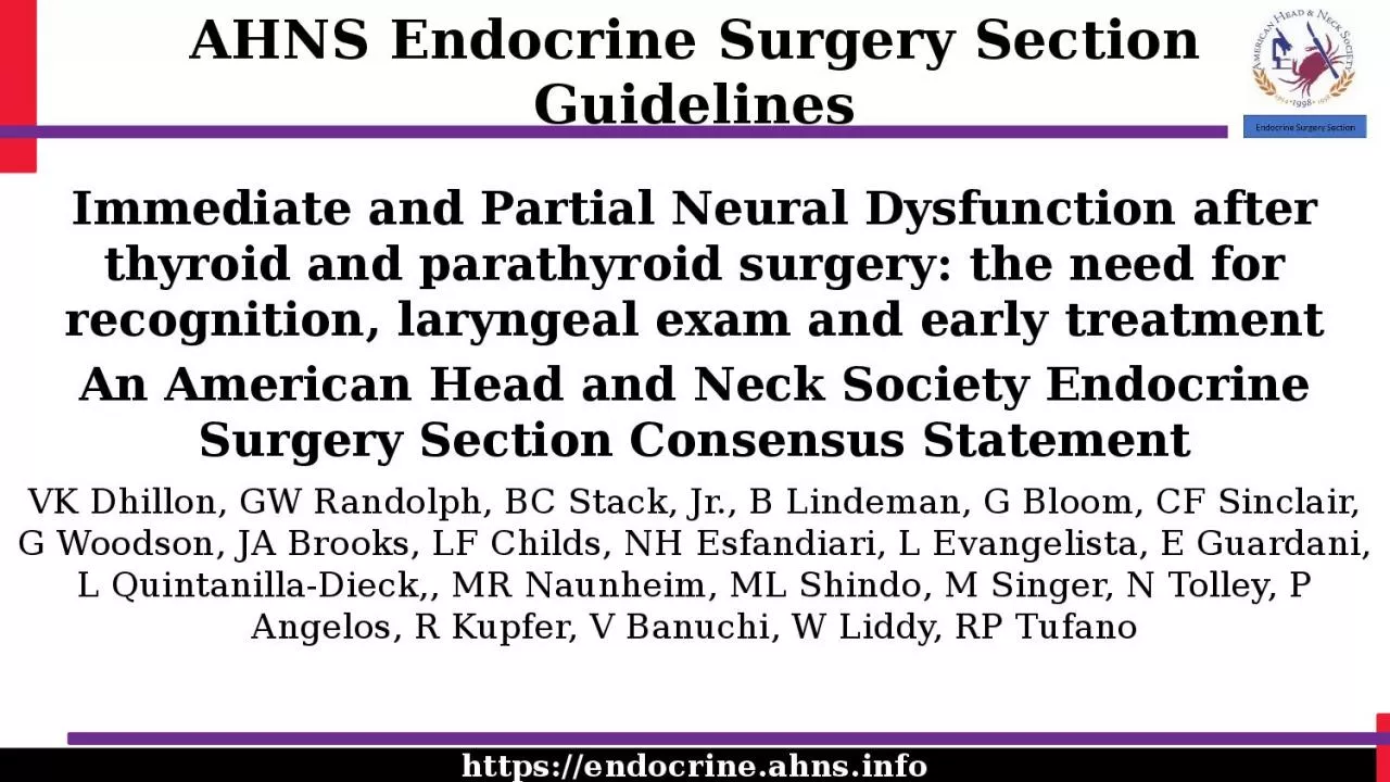 Immediate and Partial Neural Dysfunction after thyroid and parathyroid surgery: the need
