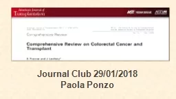 Journal Club 29/01/2018 Paola Ponzo