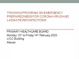 Training  Program on Emergency Preparedness for Corona Virus and Lassa Fever Infections