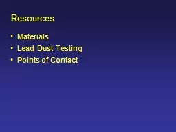 Resources Materials Lead Dust Testing