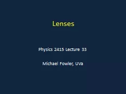 Lenses Physics 2415 Lecture 33