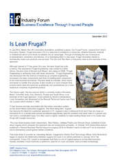 Is Lean Frugal?