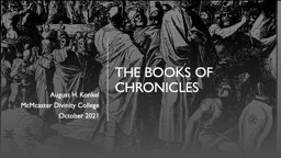 The Books of Chronicles August H.