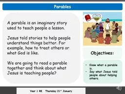 Parables Year 1 RE   Thursday 21
