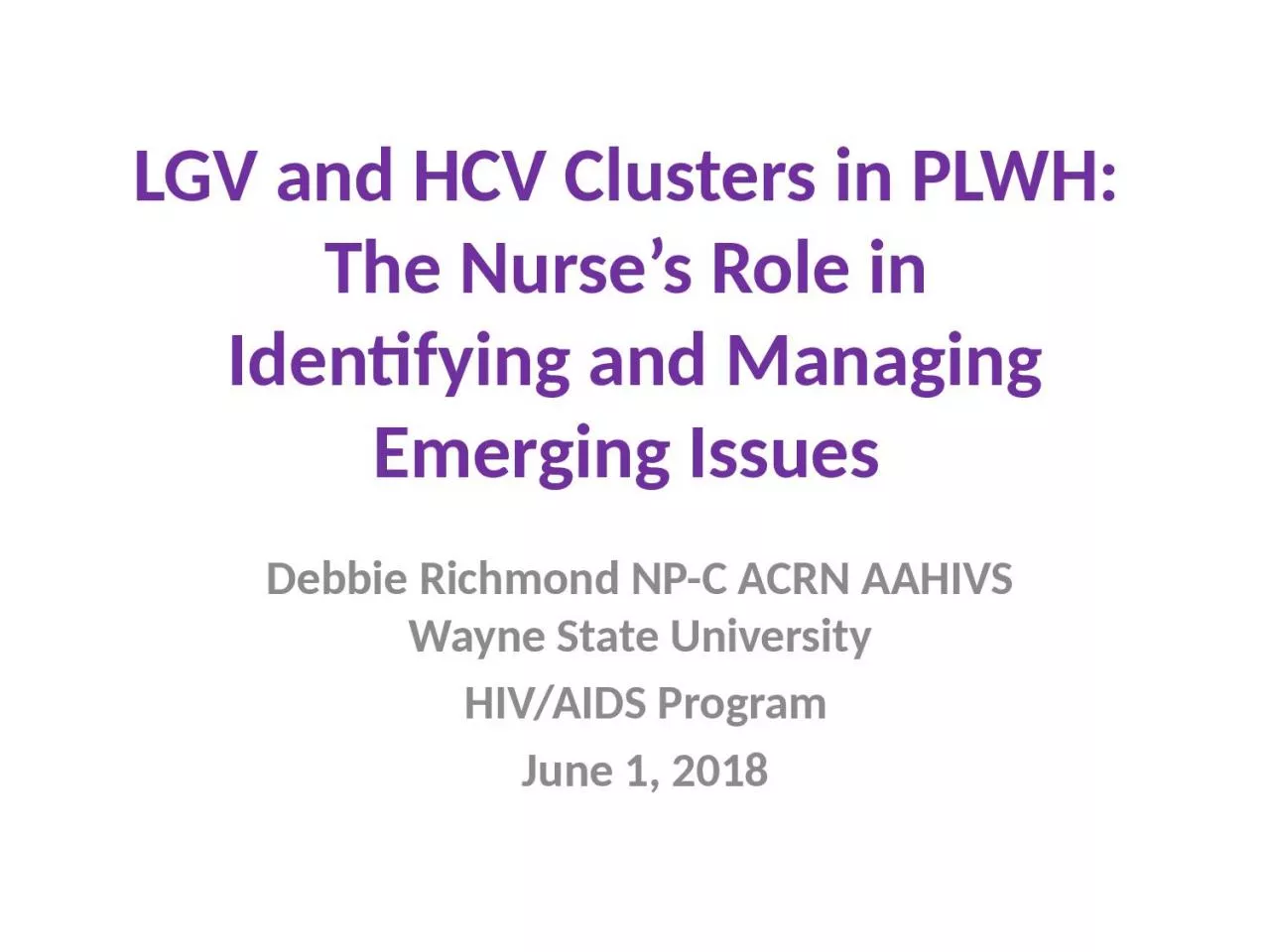 PPT-LGV and HCV Clusters in PLWH: