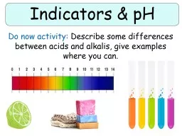 Indicators & pH Do now activity: