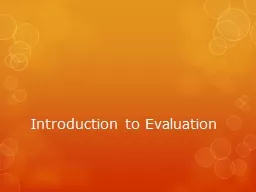 Introduction  to  Evaluation