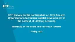 ETF Survey on the contribution on Civil Society Organisations to Human Capital Development in the c