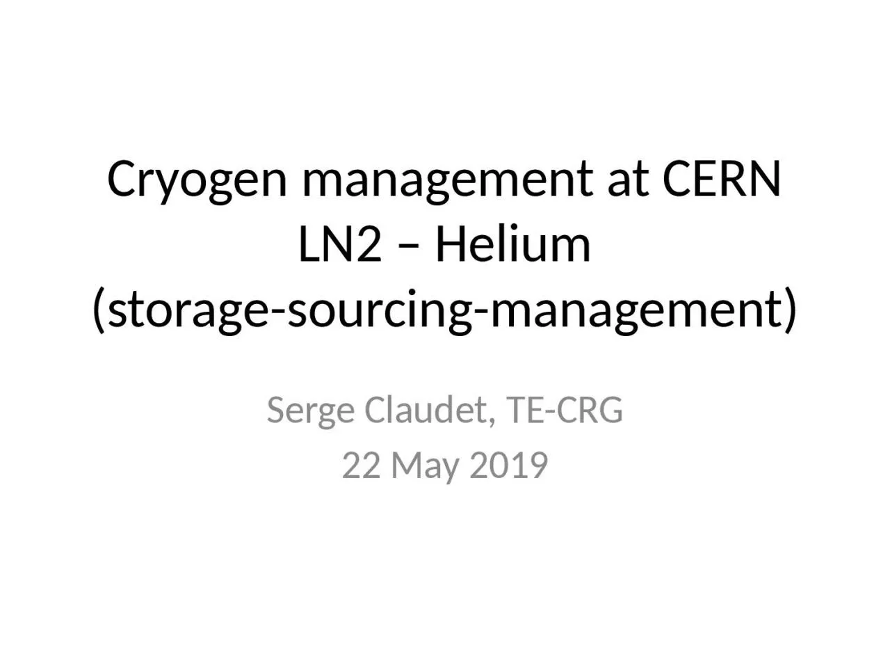 Cryogen management at CERN