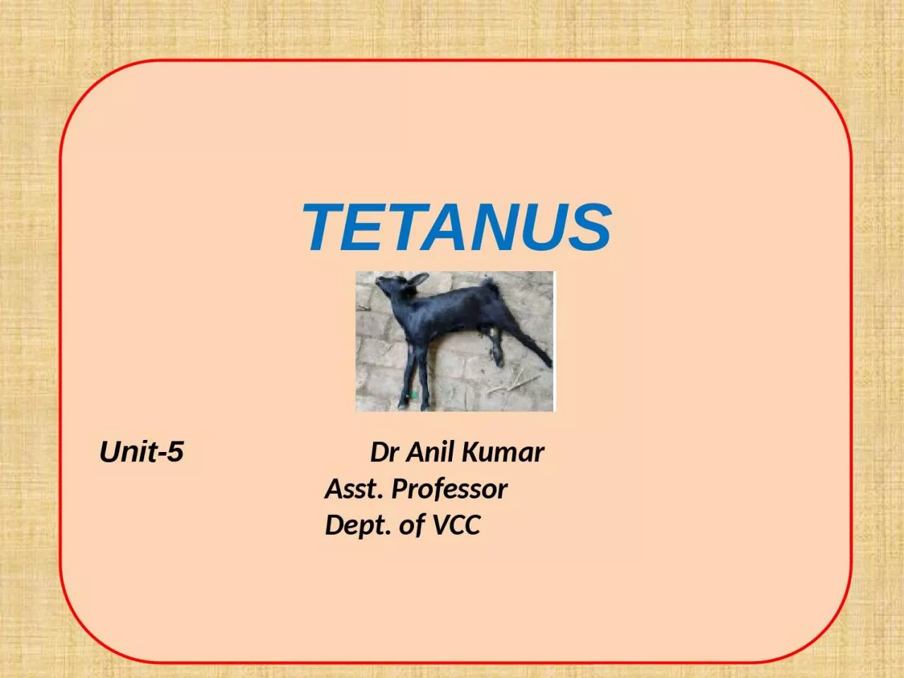 TETANUS Unit-5  	 			 Dr Anil Kumar