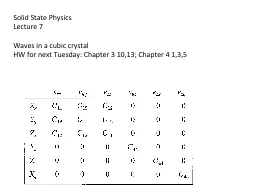 Solid State Physics Lecture