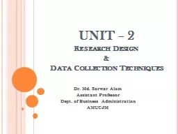 UNIT – 2 Research Design