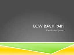 Low Back Pain Classification Systems