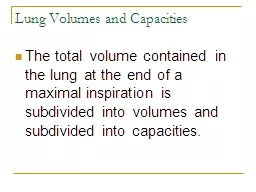 Lung Volumes and Capacities