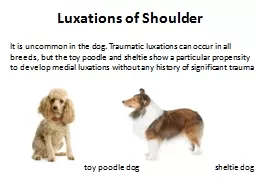 Luxations  of Shoulder It is uncommon