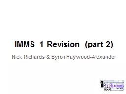 IMMS 1  Revision (part 2)