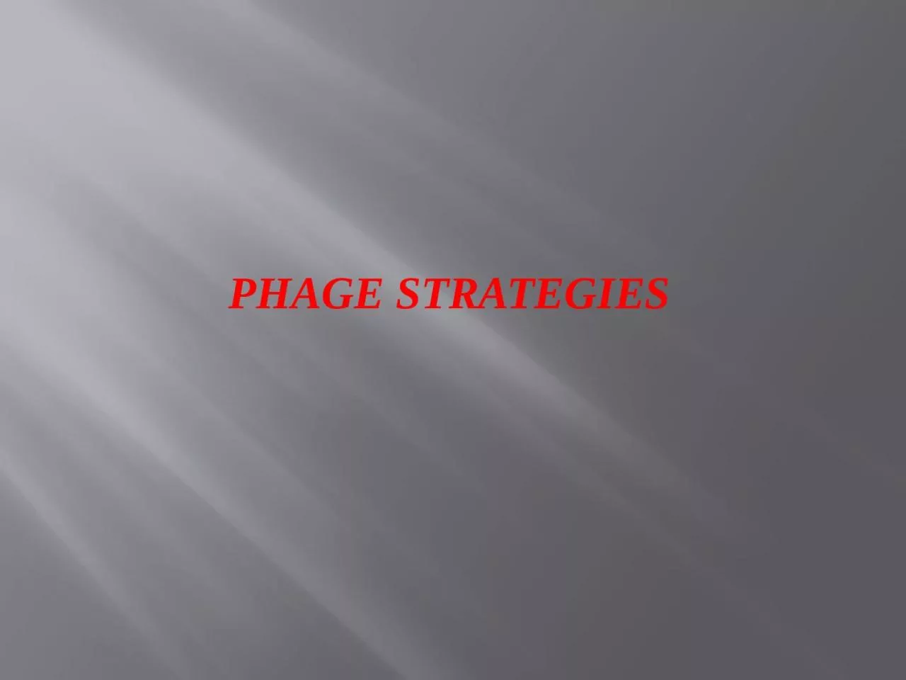 Phage Strategies Some phages have only a single strategy for survival on infecting a susceptible