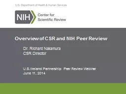 Overview of CSR and NIH Peer Review