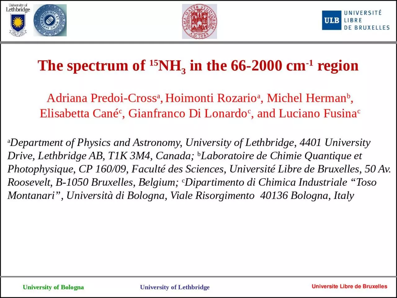 The spectrum of  15 NH 3