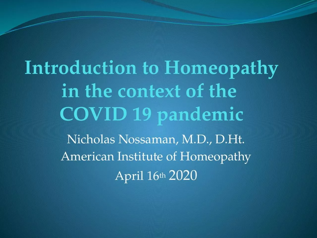 Introduction to Homeopathy