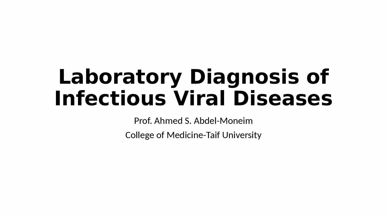 Laboratory Diagnosis of Infectious Viral Diseases