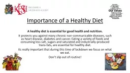 Importance of a Healthy Diet